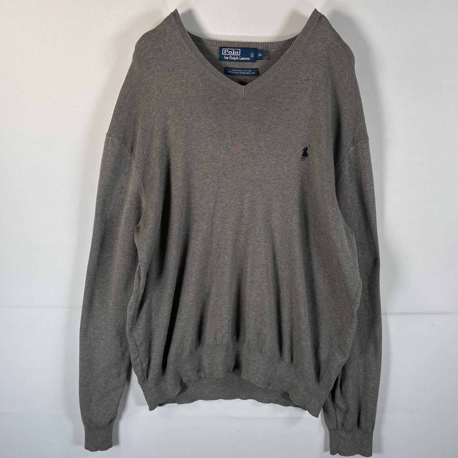 古着 90's~00's/90年代~00年代 ポロバイラルフローレン Polo by Ralph Lauren ニット ワンポイントロゴ 大きいサイズ XL  グレー メンズ