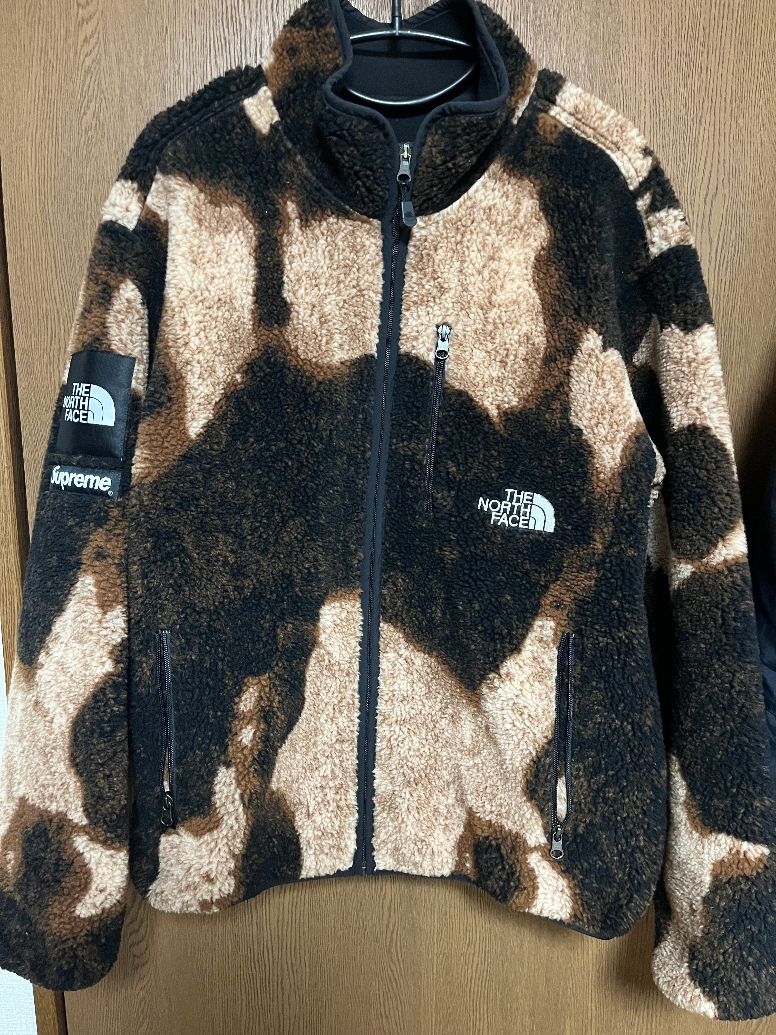 Supreme x The North Face Bleached Denim Print Fleece Jacket 