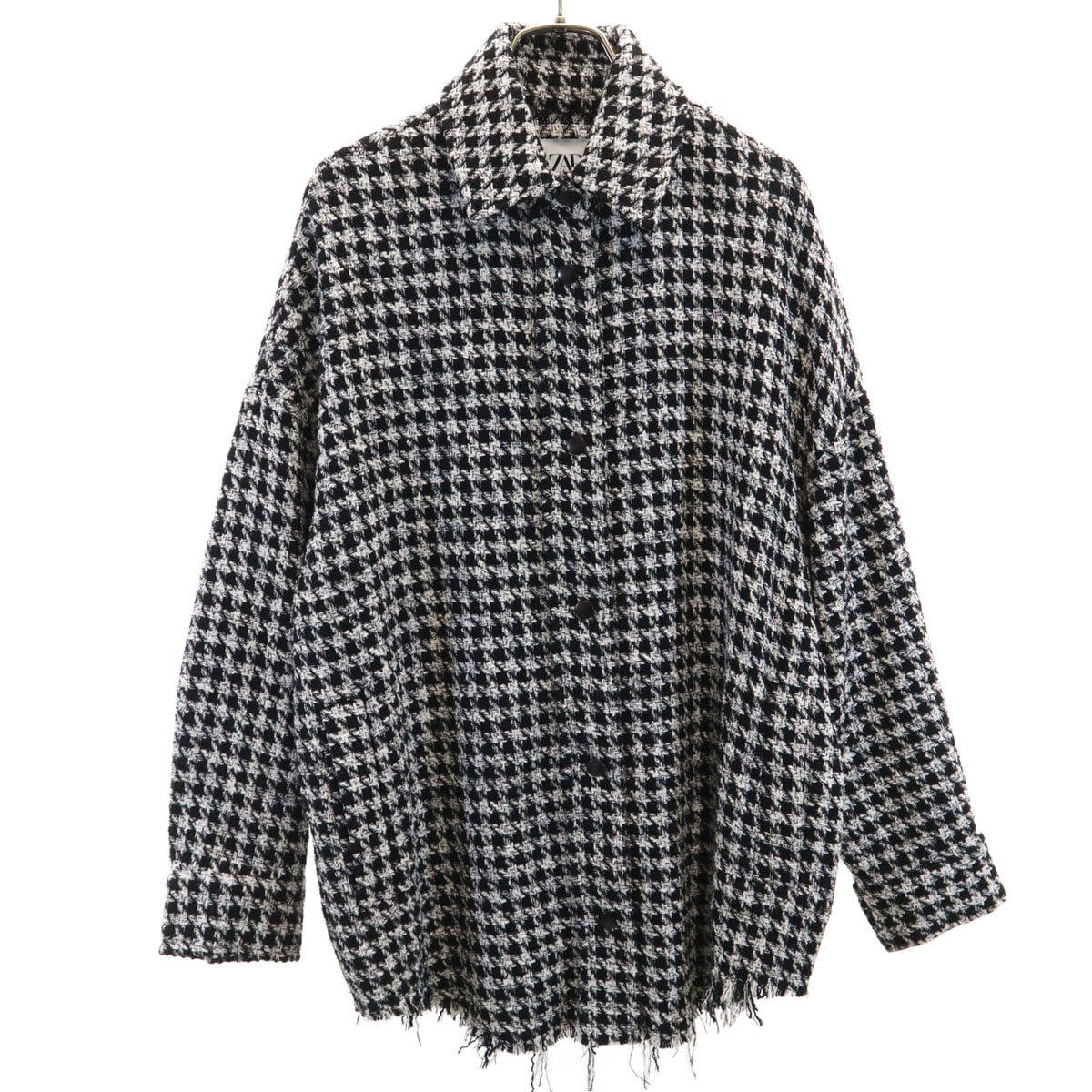 ZARA ザラ 総柄 ツイード シャツジャケット XS ブラック