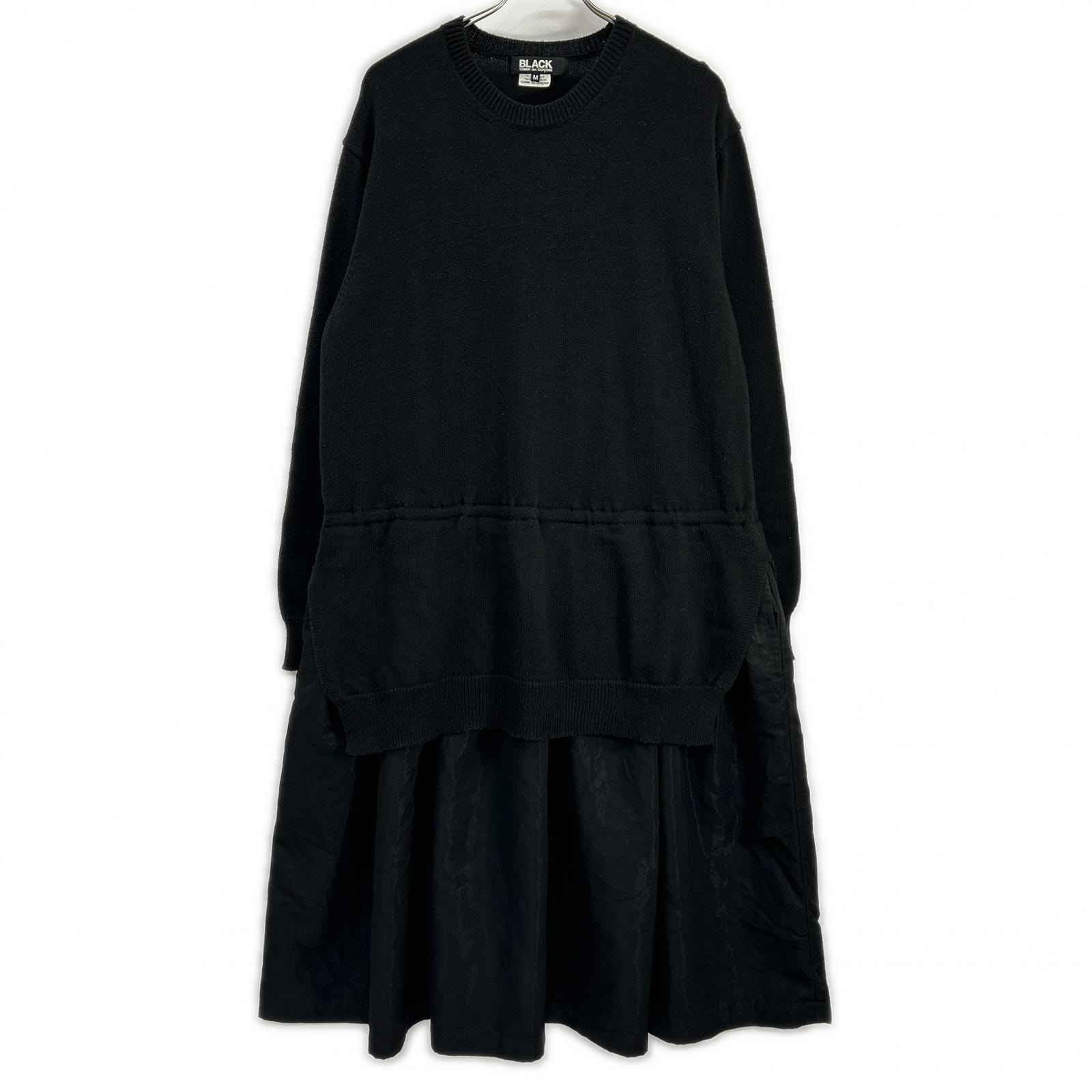ブラックコムデギャルソン 21AW 1H-O003 ブラック 切り替え ニットワンピース M
