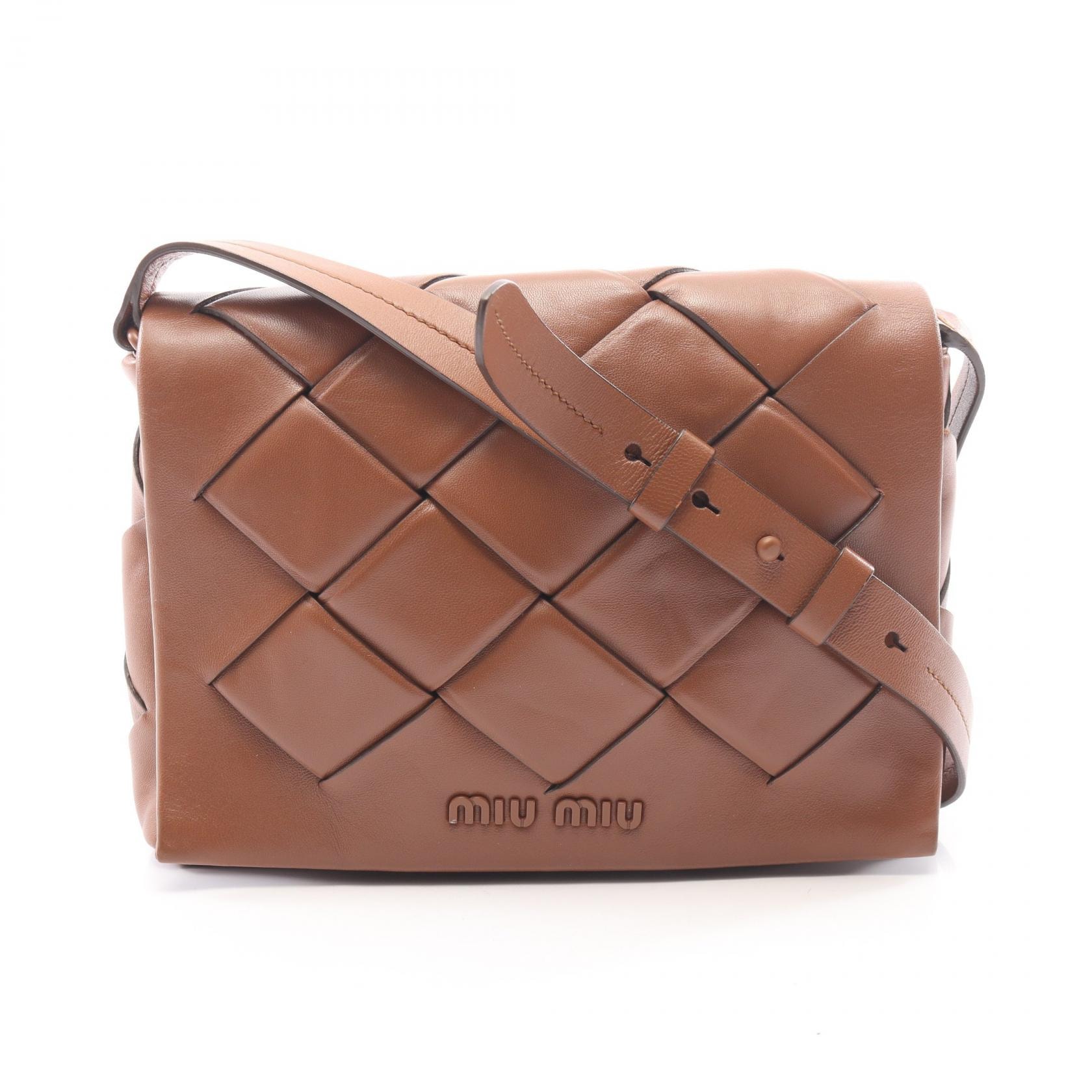 ミュウ ミュウ Miu Miu ショルダーバッグ バッグ レザー レディース ブラウン系 【中古】