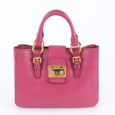 ■美品 ミュウミュウ マドラスハンドバッグ レザー