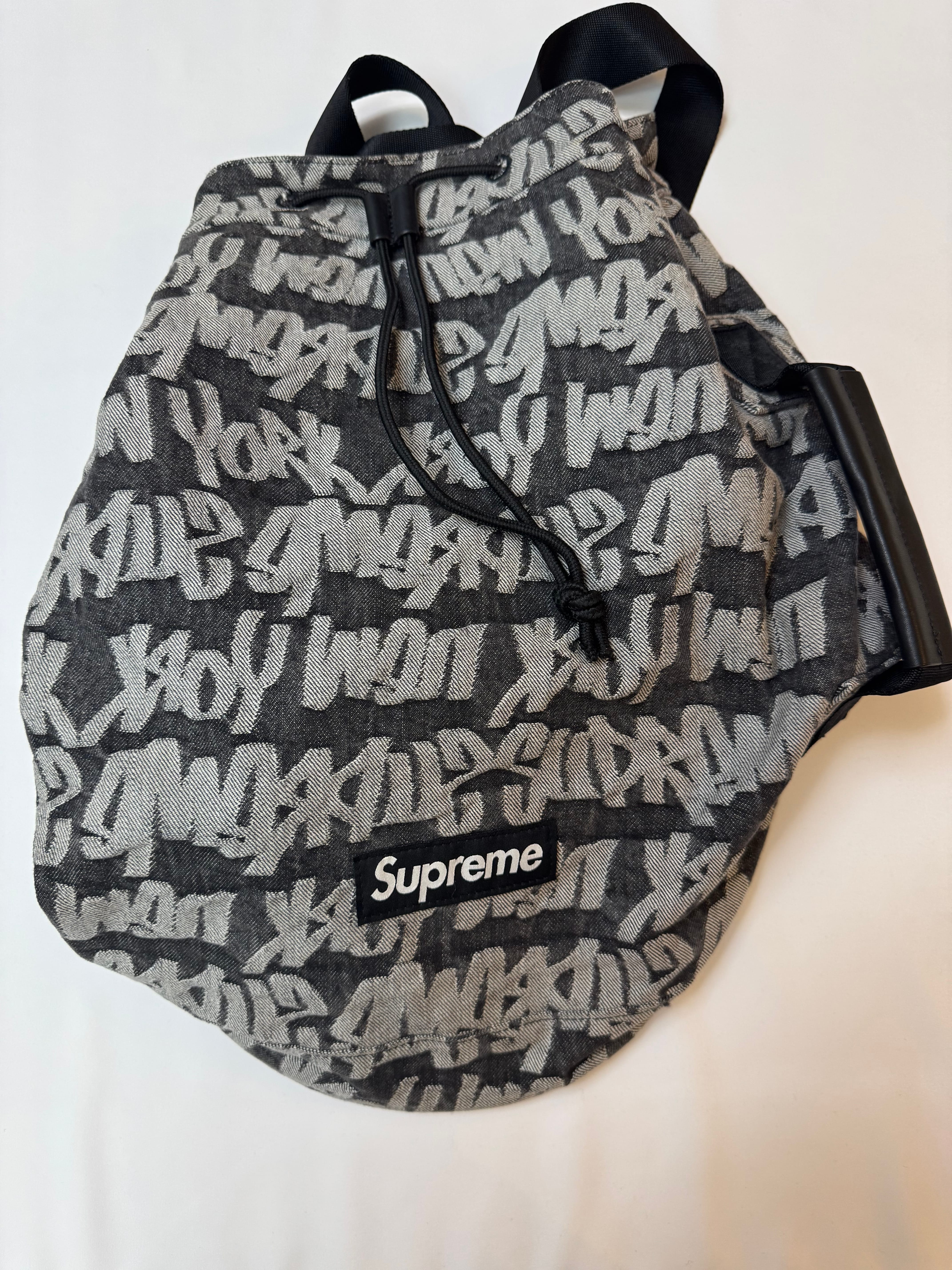 Supreme Fat Tip Jacquard Denim Backpack "Black"