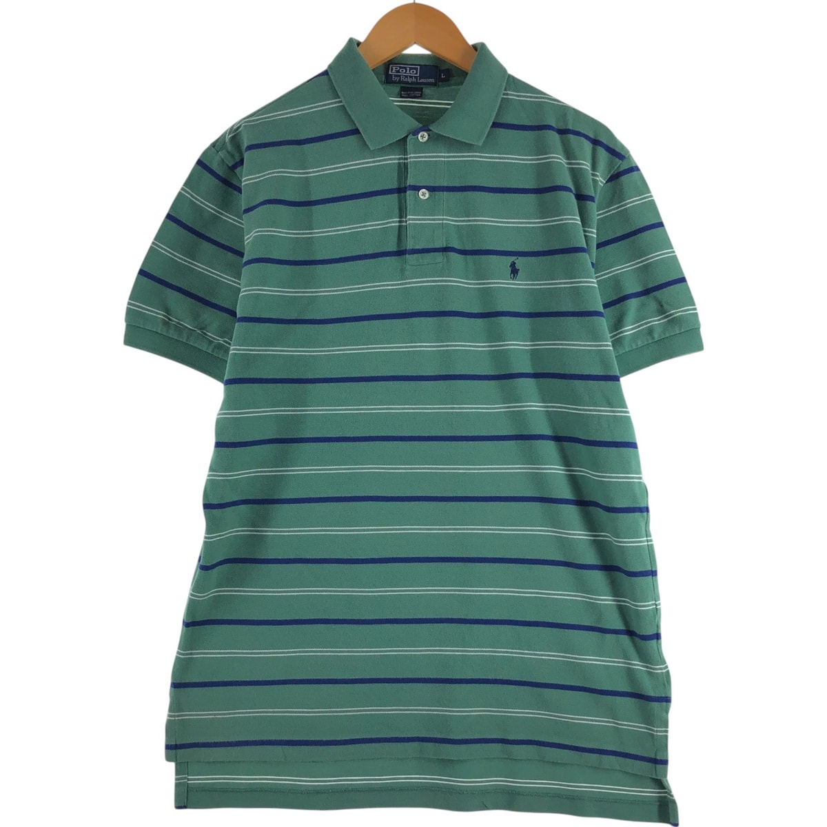 古着 ラルフローレン Ralph Lauren POLO by Ralph Lauren ボーダー柄 半袖 ポロシャツ メンズL相当/eaa559686