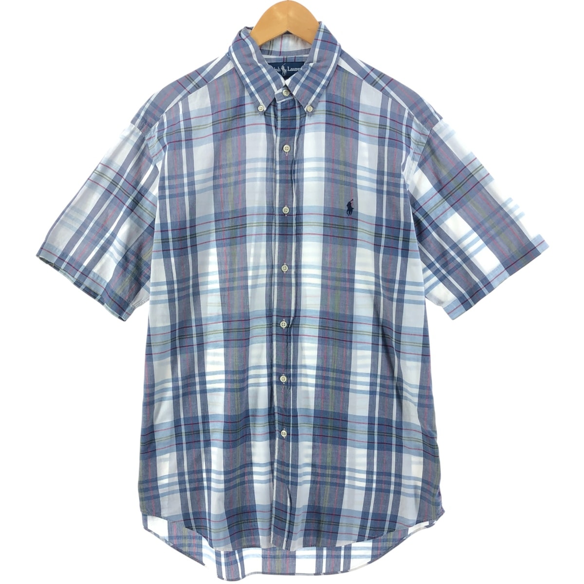 古着 ラルフローレン Ralph Lauren BLAKE 半袖 ボタンダウン チェックシャツ メンズM相当/eaa532289