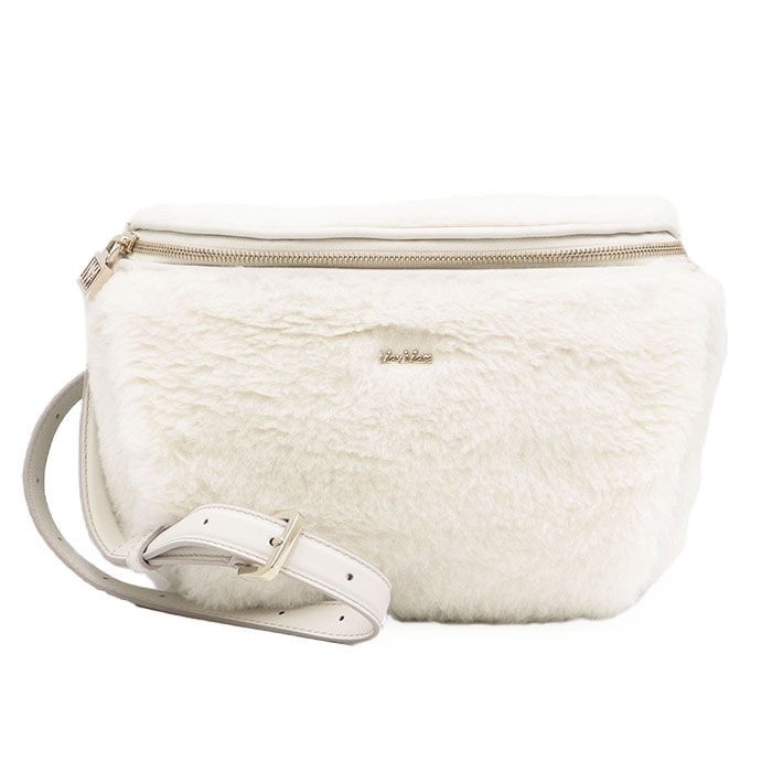 【美品】 マックスマーラ TEDDY BANANE 1 テディ バナナ 1 ファー ショルダーバッグ レディース アイボリー キャメル MAX MARA