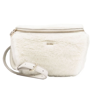 【美品】 マックスマーラ TEDDY BANANE 1 テディ バナナ 1 ファー ショルダーバッグ レディース アイボリー キャメル MAX MARA