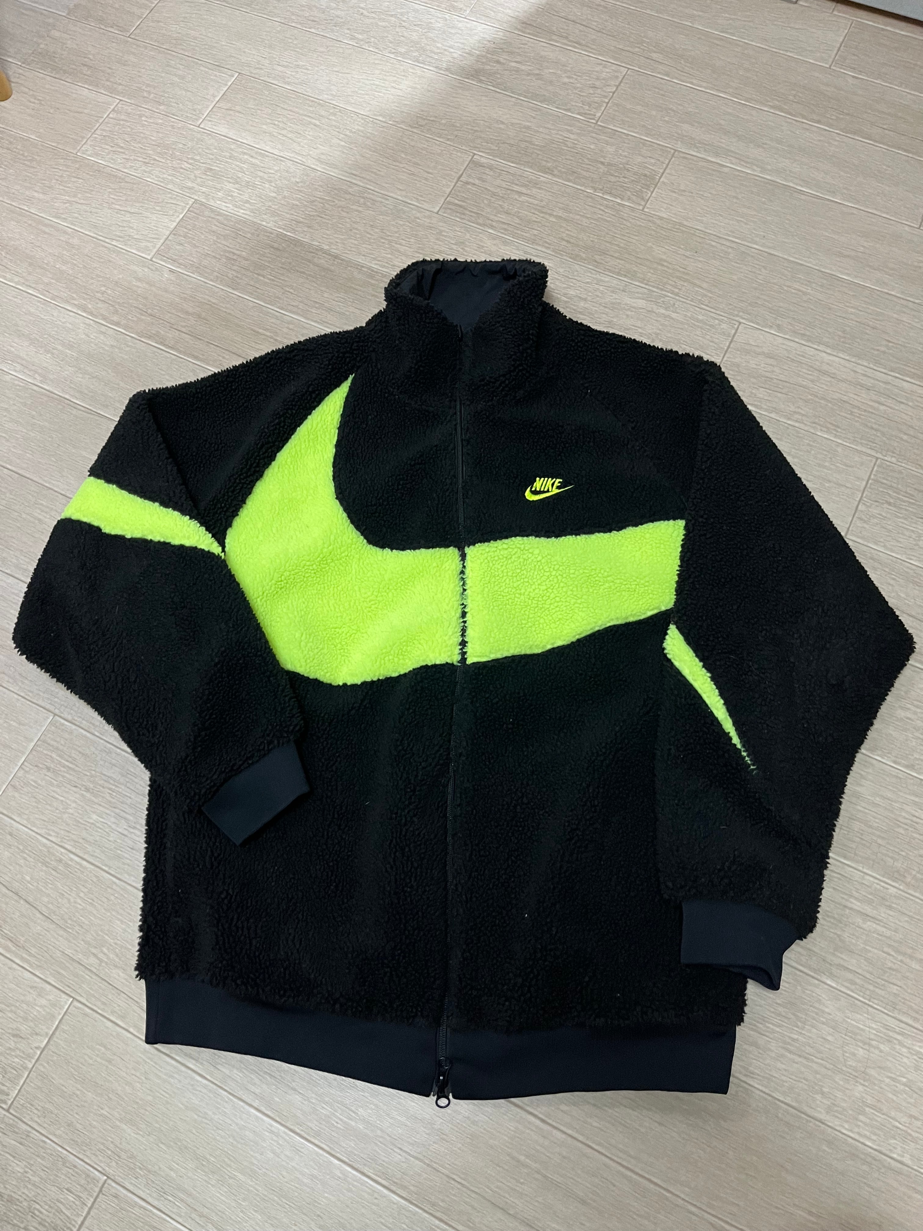 Nike Big Swoosh Reversible Boa Jacket"Black Neon"