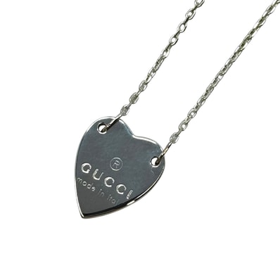 美品 GUCCI グッチ トレードマーク ハート タグ シルバー シルバー925 ネックレス ペンダント アクセサリー ジュエリー Y1-00018 【中古】