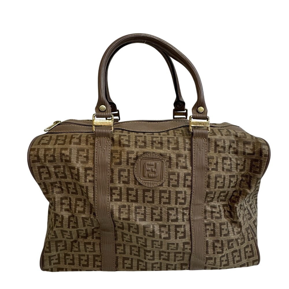 フェンディ FENDI ハンドバッグ FFロゴ ズッキーノ ミニボストンバッグ ヴィンテージ ベージュ