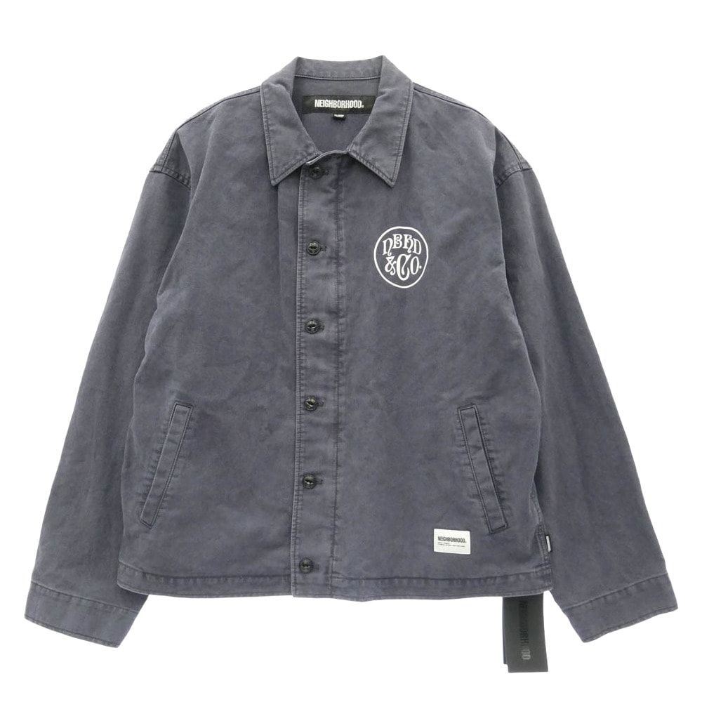 NEIGHBORHOOD ネイバーフッド 24AW 242AQNH-JKM02 UTILITY JACKET ユーティリティ ジャケット ロゴ プリント ネイビー系 XL【新古品】【未使用】【中古】