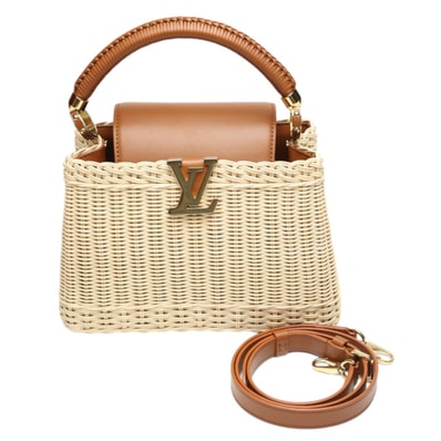 ルイヴィトン LOUIS VUITTON レザー×ラタン M22173 カプシーヌBB ショルダーバッグ