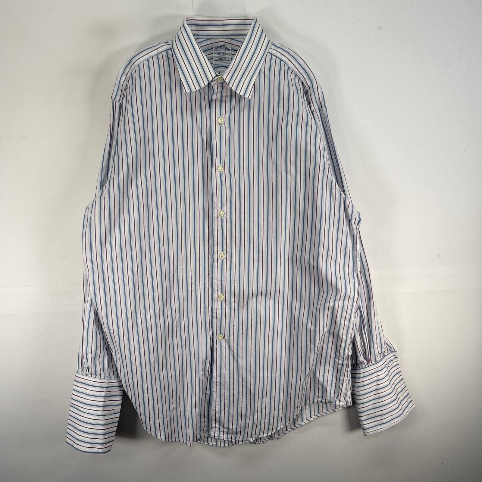 古着 ブルックスブラザーズ Brooks Brothers 長袖シャツ USA製 カフス ドレスシャツ M ホワイト系 マルチカラー メンズ