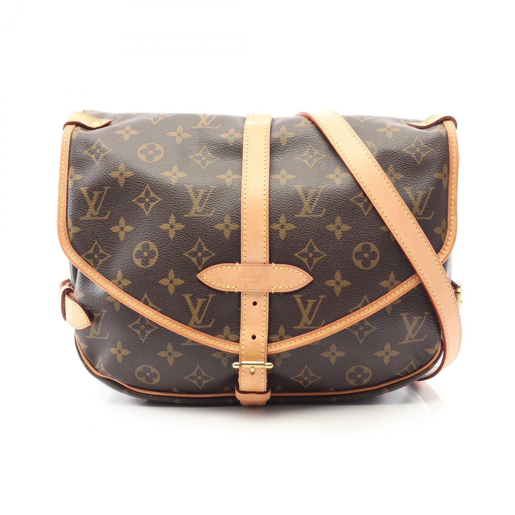 ルイ・ヴィトン LOUIS VUITTON ソミュールMM ショルダーバッグ バッグ PVCコーティングキャンバス レザー モノグラム レディース ブラウン系 M40710 【中古】