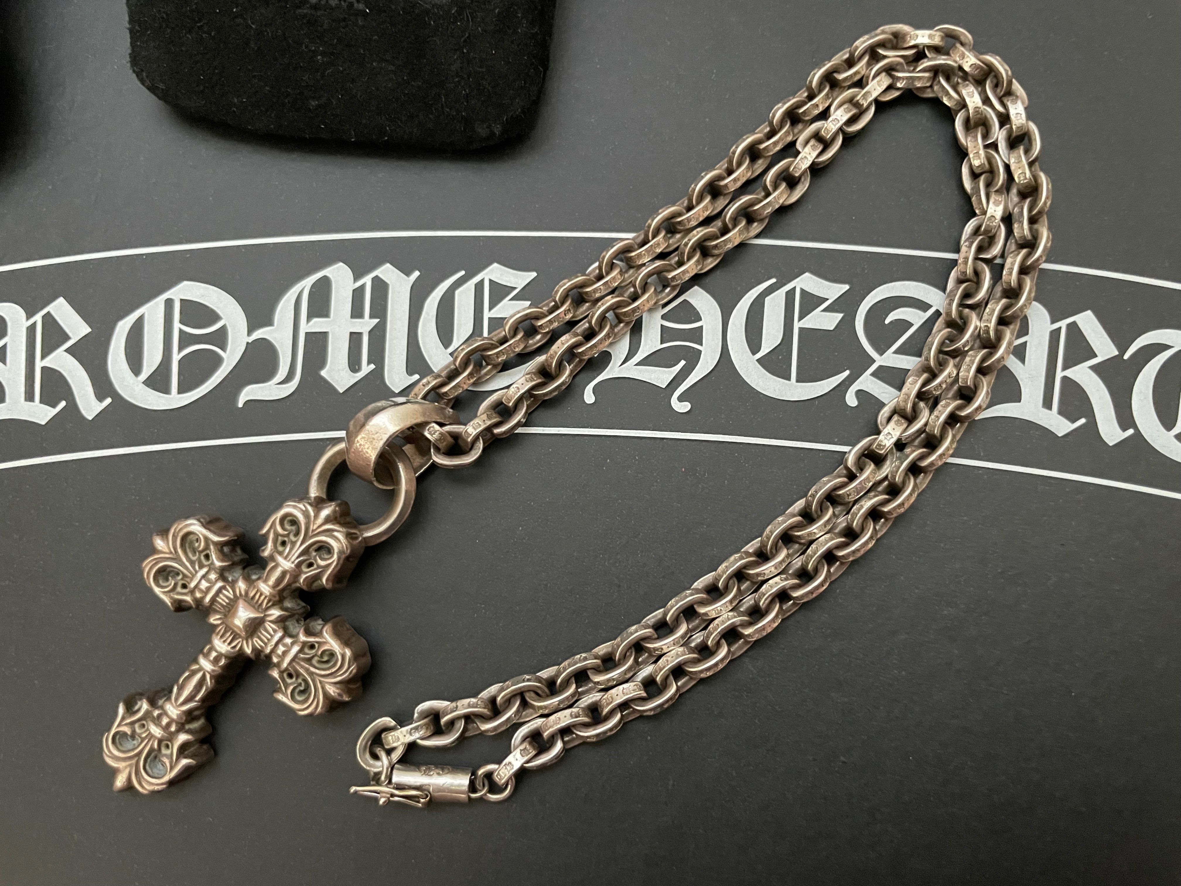 Chrome Hearts Paper Chain Necklace / Philigree Cross XS 45cm (18 inch) "Silver"