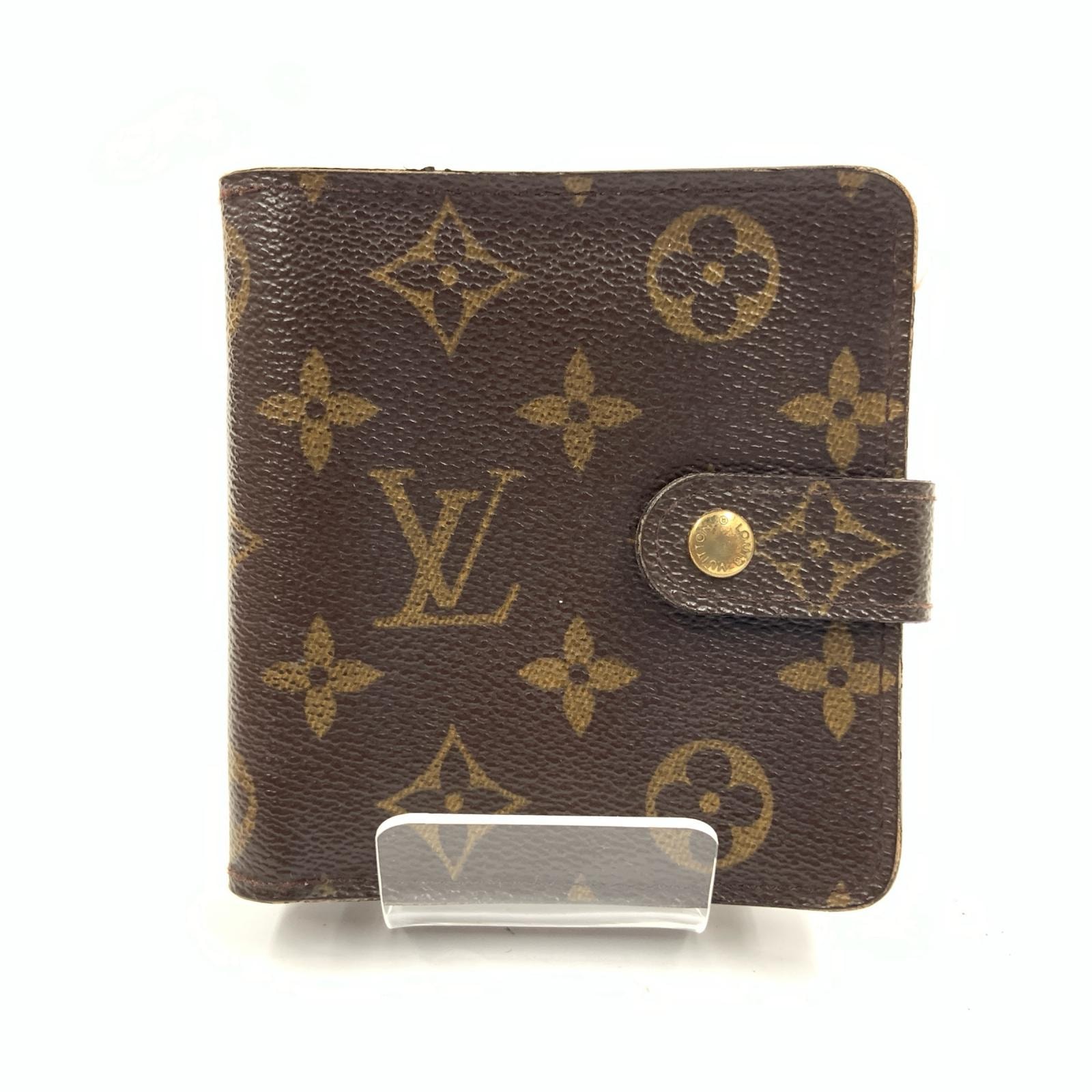 LOUIS VUITTON ルイヴィトン モノグラム コンパクト ジップ 二つ折り財布  M61667 ブラウン 現状渡し