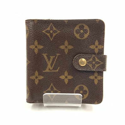LOUIS VUITTON ルイヴィトン モノグラム コンパクト ジップ 二つ折り財布 M61667 ブラウン 現状渡し