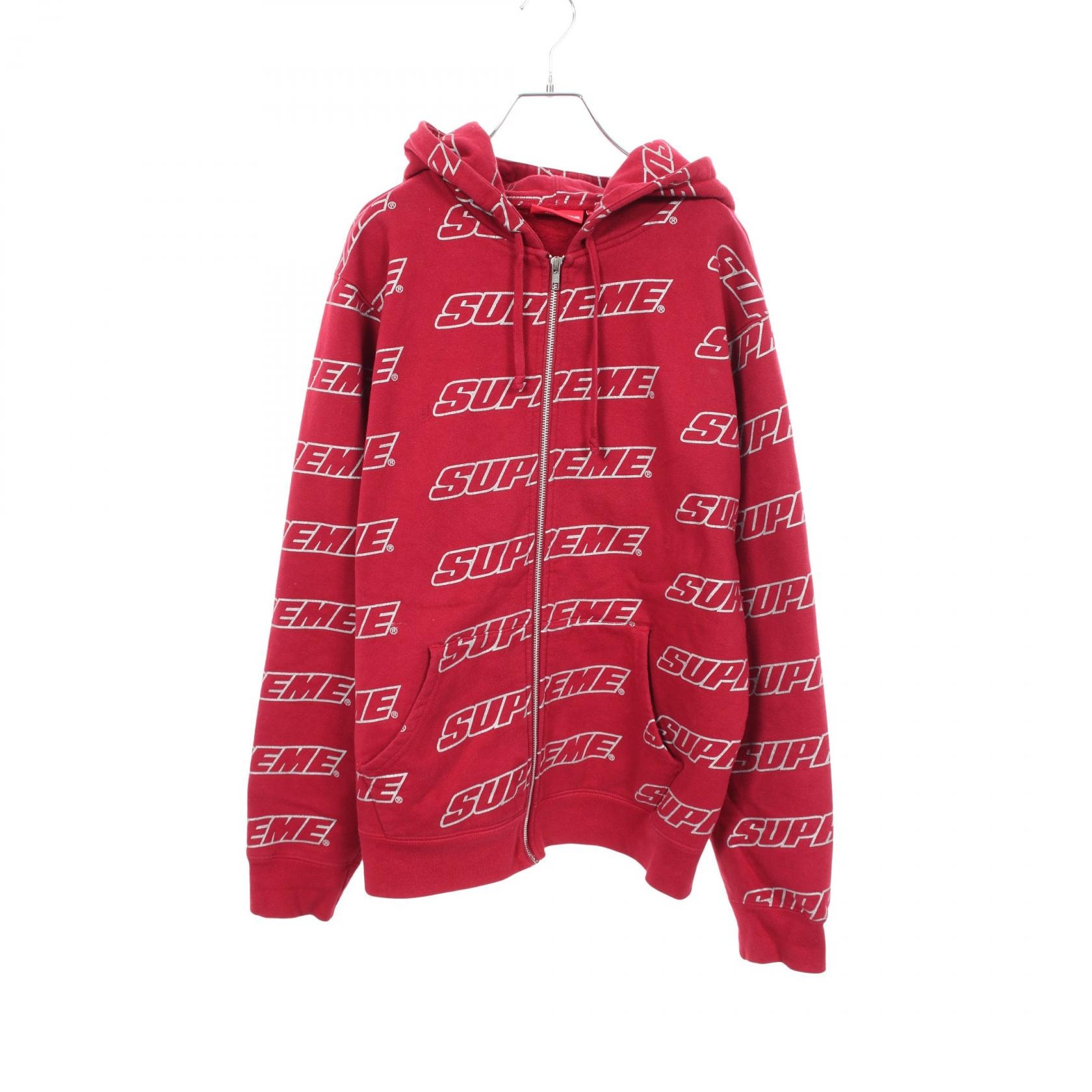 シュプリーム Supreme Repeat Zip Up Hooded Sweatshirt パーカー 衣料品 トップス コットン メンズ レッド系 【中古】