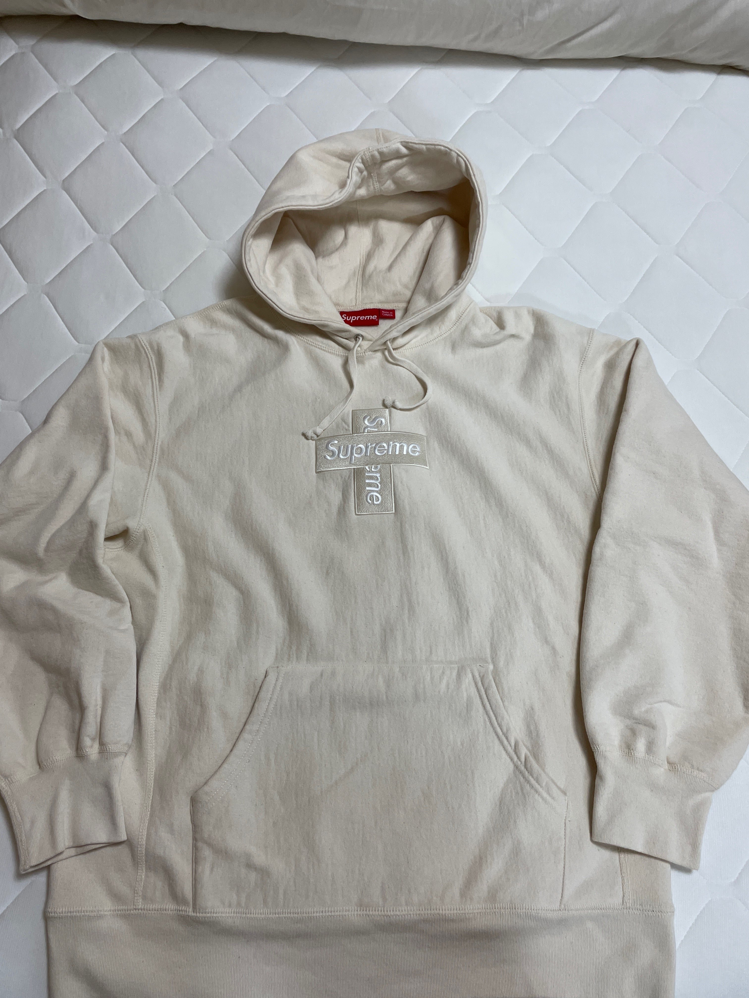 Supreme Cross Box Logo Hooded Sweatshirt "Natural"