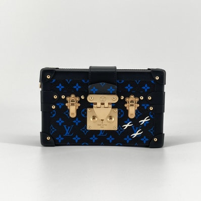 LOUIS VUITTON(ルイ・ヴィトン) プティット マル モノグラム ミニトランク ゴールド金具 クラッチバッグ ブラック×ブルー