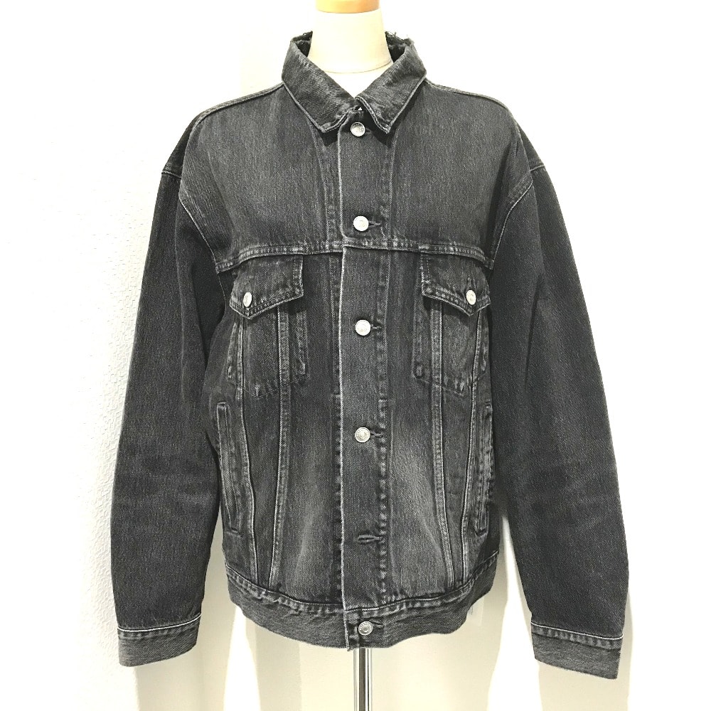 バレンシアガ BALENCIAGA ロゴ ストラス 18AW 529177 タグ有 Gジャン  デニムジャケット コットンデニム グレー グレー系 新品同様