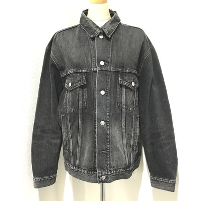 バレンシアガ BALENCIAGA ロゴ ストラス 18AW 529177 タグ有 Gジャン デニムジャケット コットンデニム グレー グレー系 新品同様