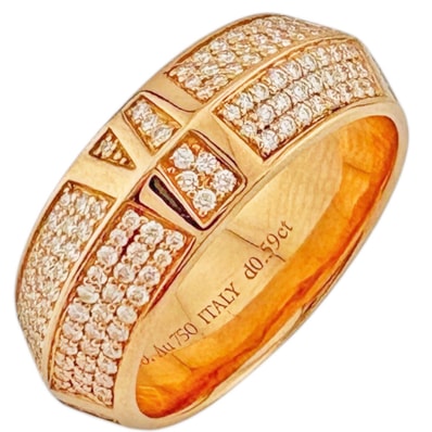 ティファニー アトラス ✕クローズド ワイド リング 指輪 14号 18金 K18ピンクゴールド ダイヤモンド レディース TIFFANY&Co. 中古