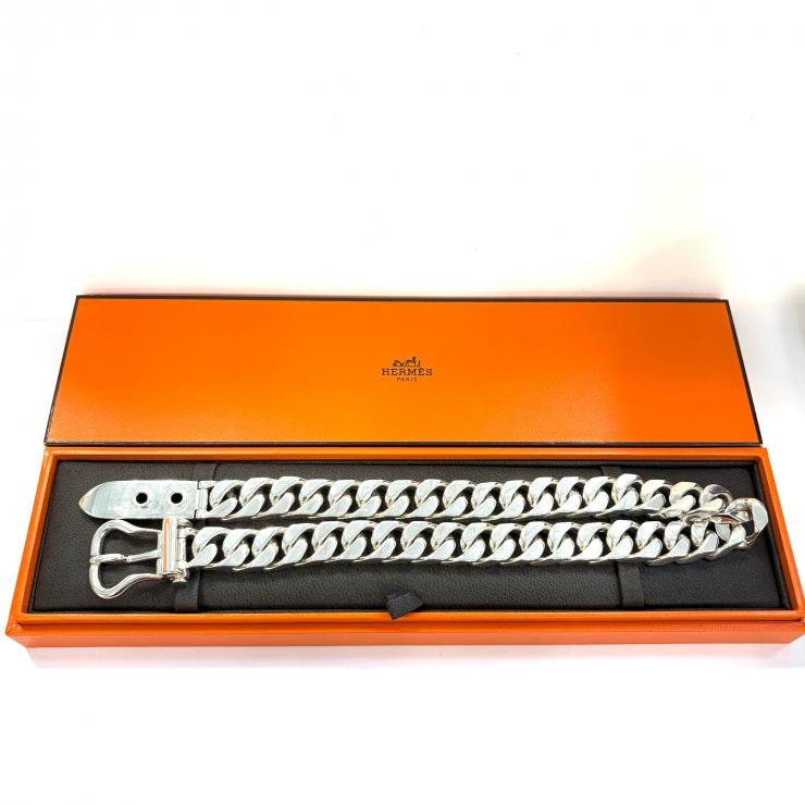 エルメス ブックルセリエ ネックレス 全長47cm ヴィンテージ SV シルバー HERMES 正規品【鑑定済み】