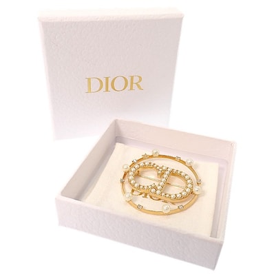 ディオール Dior clair D Lune V0412CDLRS_D301 ブローチ メタル レジンパール ゴールド レディース【中古】【Aランク】