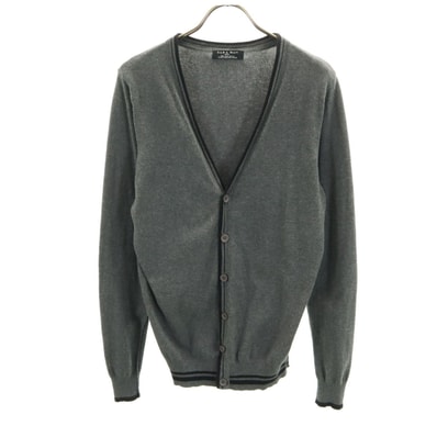 ZARA MAN ザラマン 長袖 Vネック リブ ニットカーディガン M グレー