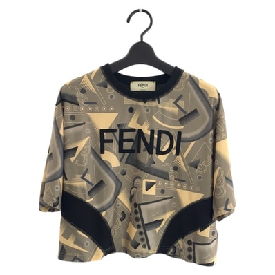 美品 FENDI フェンディ スポーツウェア サイズS カーキ ブラック ポリエステル 半袖Tシャツ 601270 【中古】