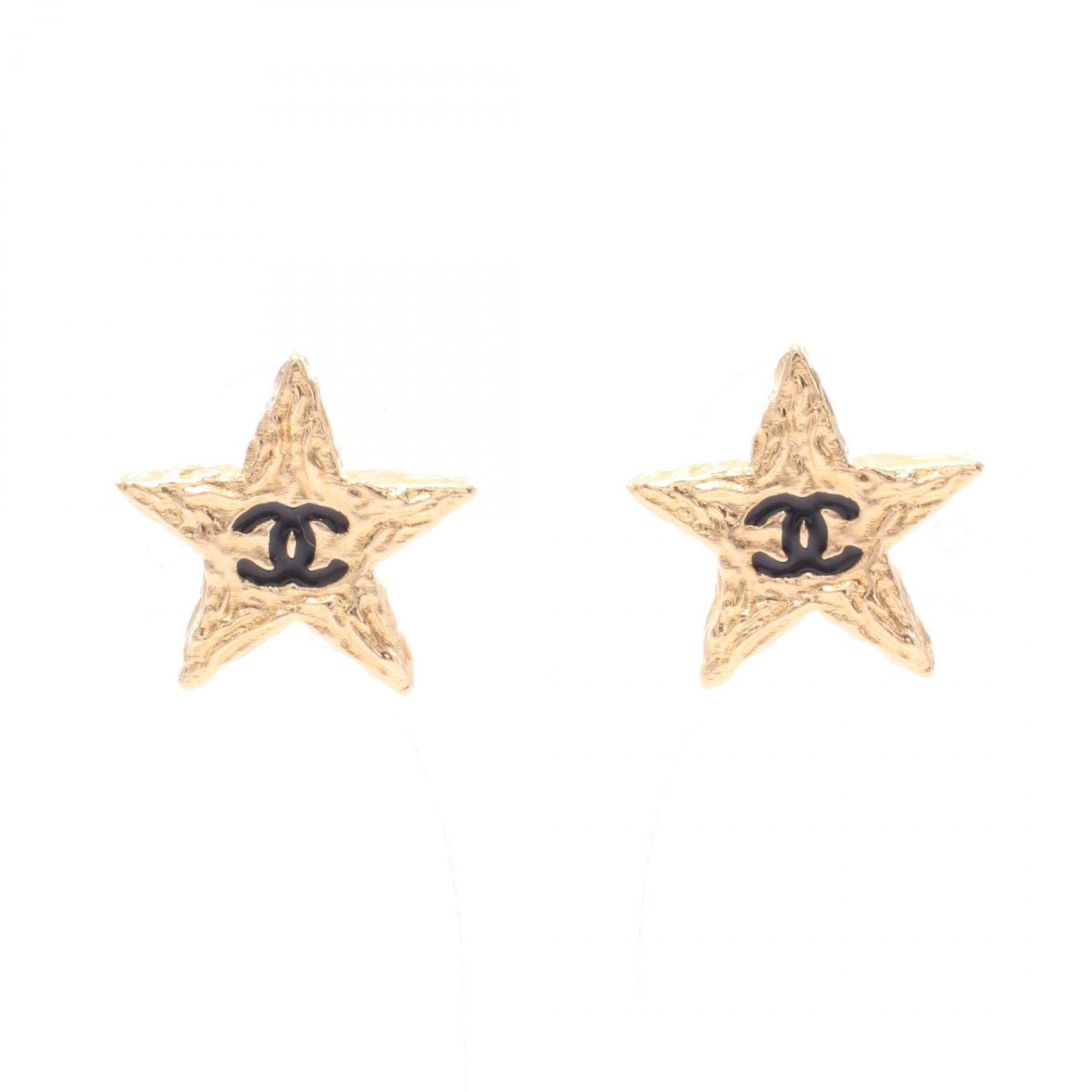 シャネル CHANEL ココマーク スター B24P ピアス ジュエリー GP(ゴールドメッキ) レディース ゴールド系 / ブラック系 【中古】