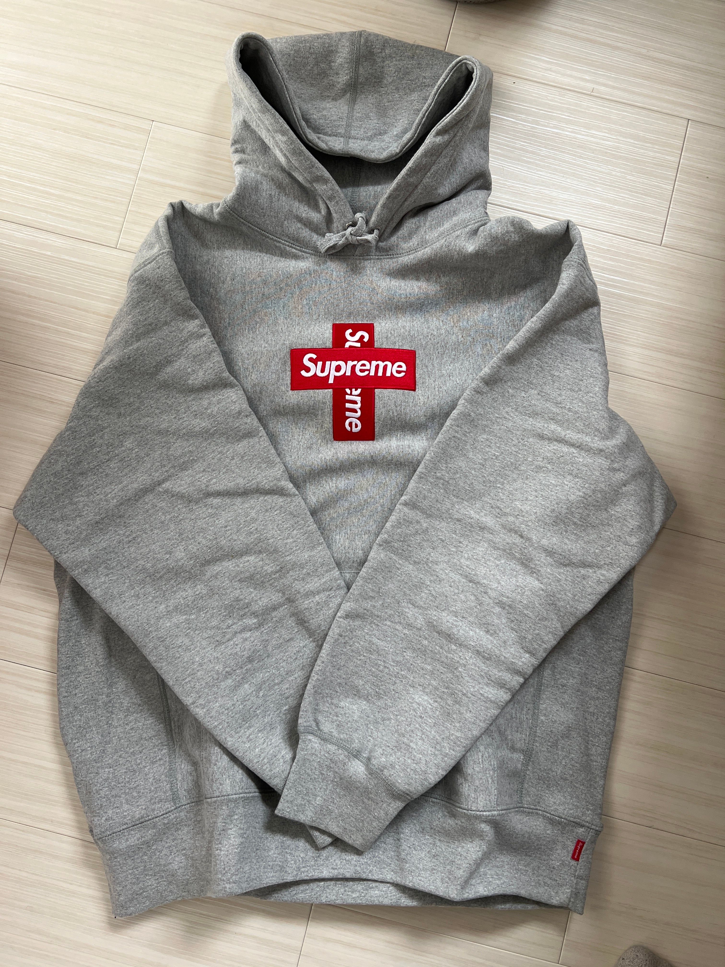 Supreme Cross Box Logo Hooded Sweatshirt "Grey"