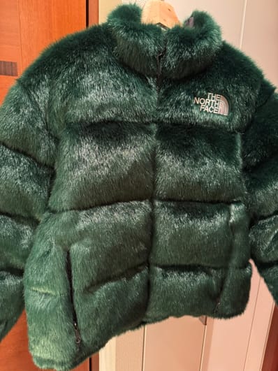 Supreme x The North Face Faux Fur Nuptse Jacket "Green"