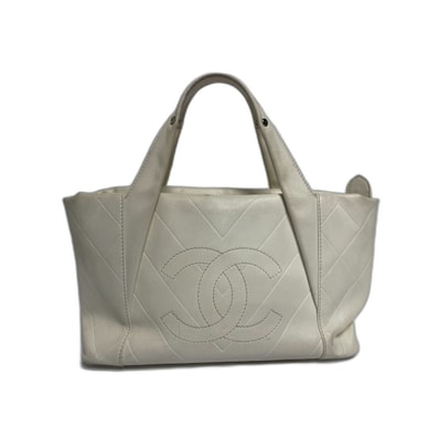 シャネル CHANEL シェブロン ハンドバッグ レザー【中古】