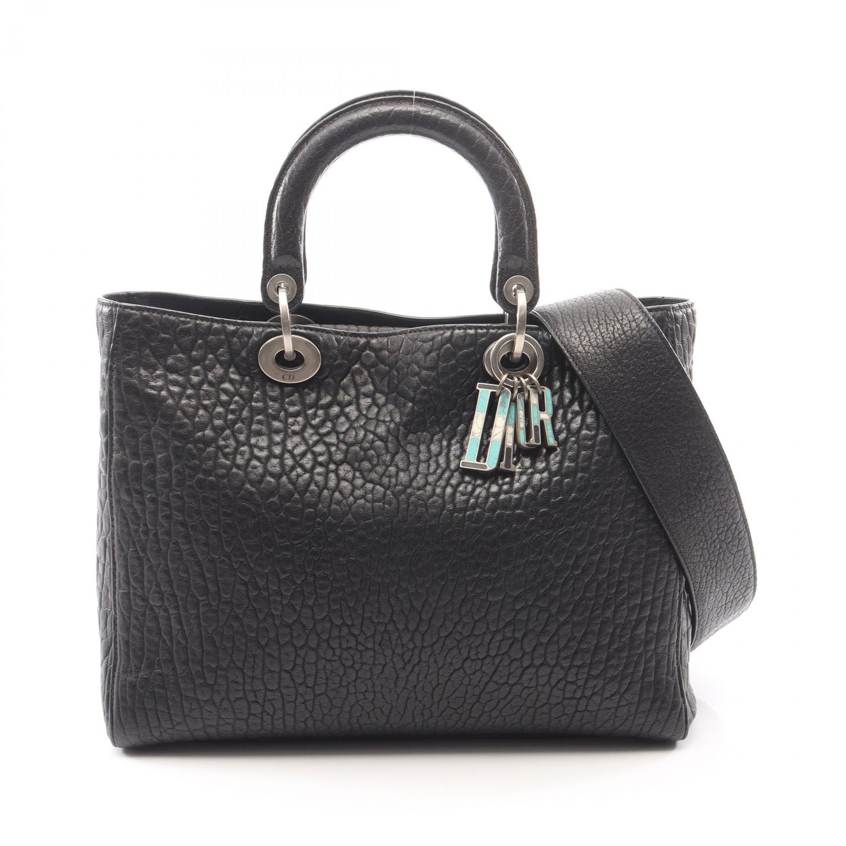 ディオール Dior ディオリッシモ ミィディアム 2WAY ハンドバッグ バッグ カーフレザー レディース ブラック系 【中古】