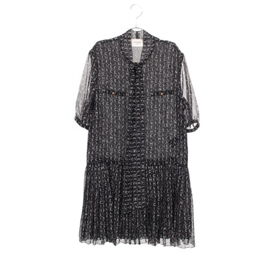セリーヌ CELINE トリオンフボタン 総柄 プリーツ ボウタイ付き ワンピース 衣料品 トップス シルク レディース ブラック系 2R91H904U 【中古】