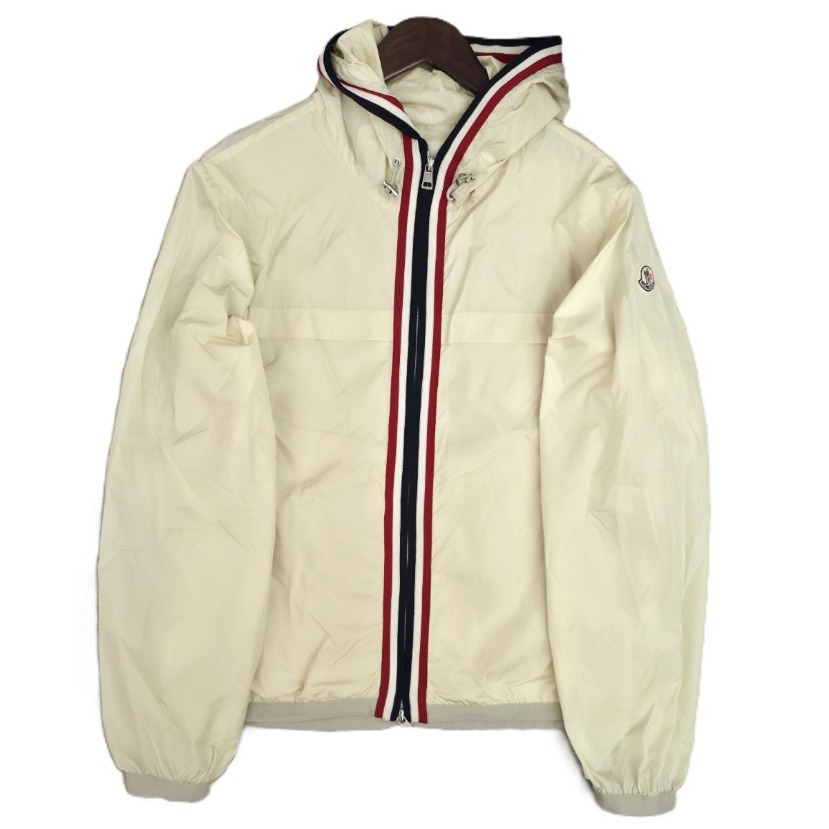【値下げ】MONCLER モンクレール ANTON アントン ウィンドブレーカー トリコロール ナイロンジャケット C10914163205 XL ナイロン アイボリー メンズ【中古】