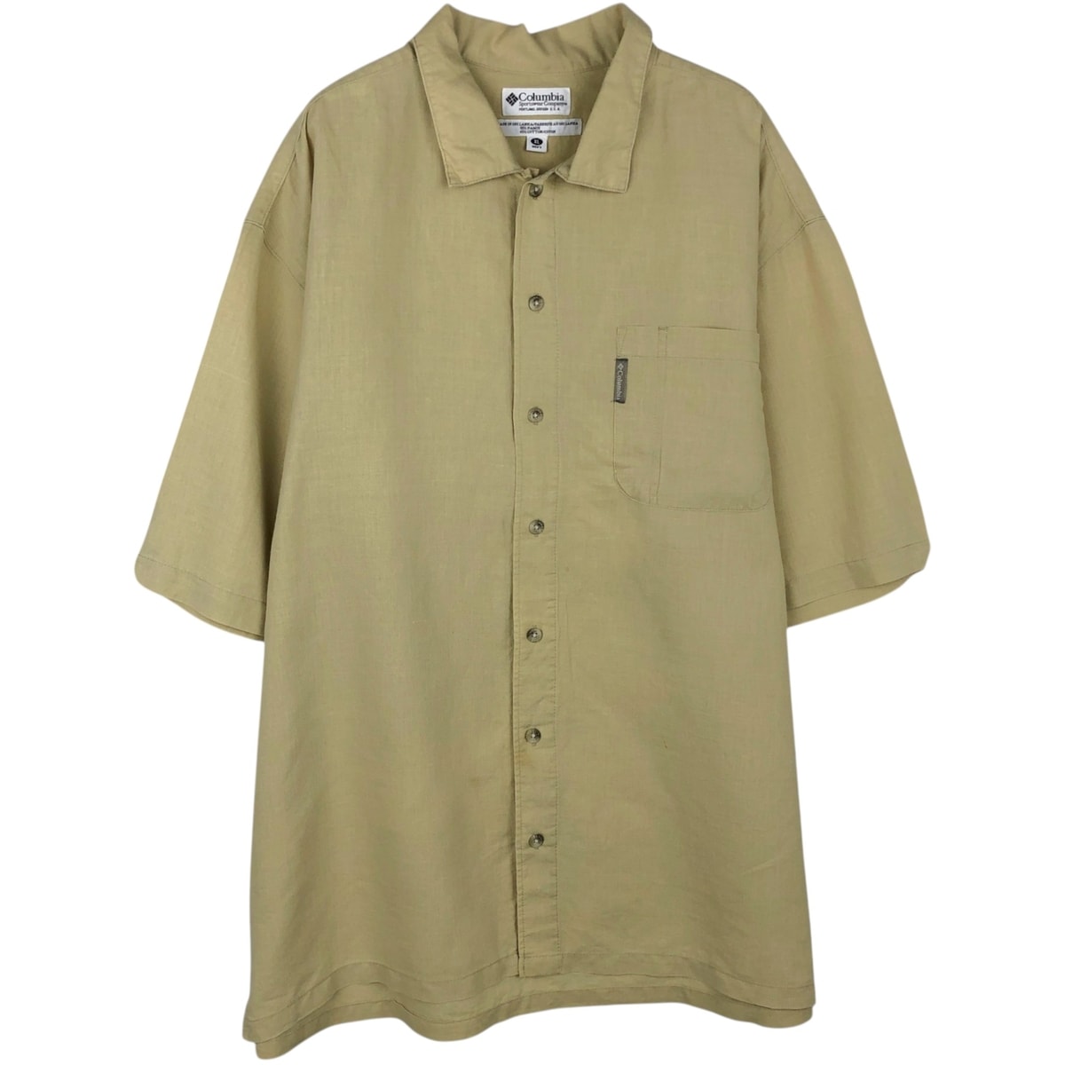 古着 90~00年代 コロンビア Columbia 半袖 コットン×リネンシャツ ボックスシャツ メンズXL相当 ヴィンテージ/rab182096