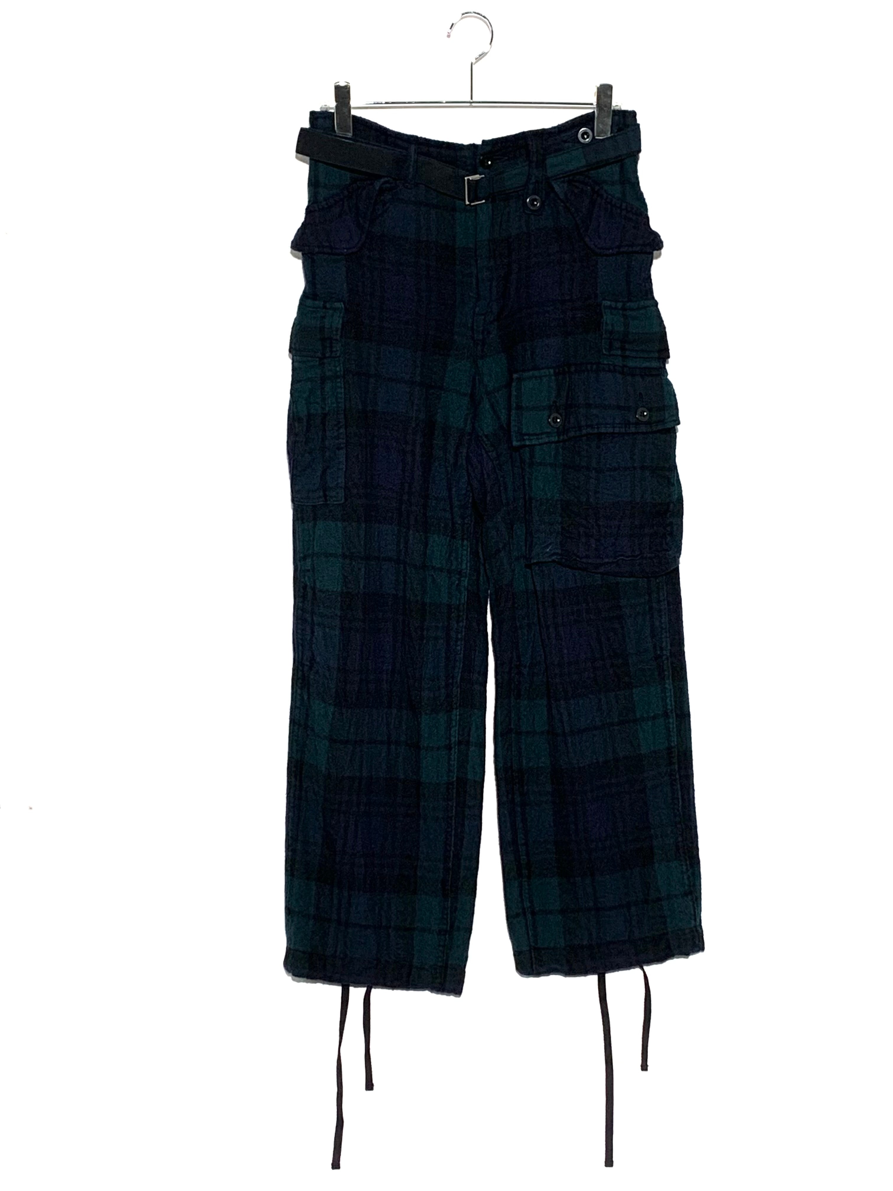Sacai 20AW wool Check cargo pants Navy×Green