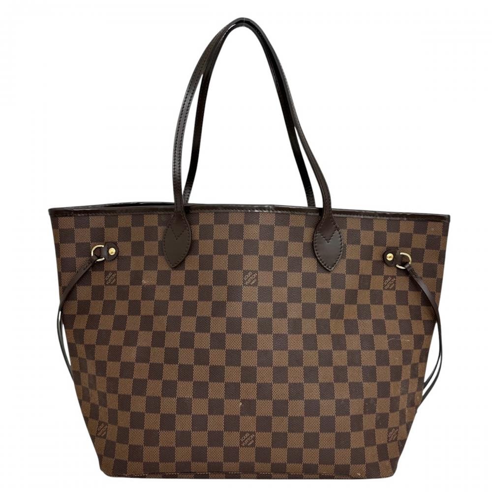 LOUIS VUITTON ルイヴィトン トートバッグ ダミエ・エベヌ ネヴァーフルMM 肩掛け N51105 ダミエキャンバス    ブラウン 茶 ゴールド金具 レディース【中古品】