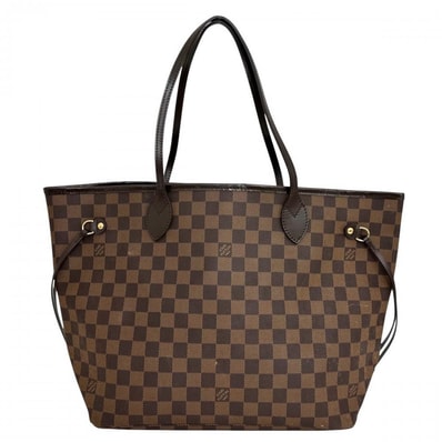 LOUIS VUITTON ルイヴィトン トートバッグ ダミエ・エベヌ ネヴァーフルMM 肩掛け N51105 ダミエキャンバス ブラウン 茶 ゴールド金具 レディース【中古品】
