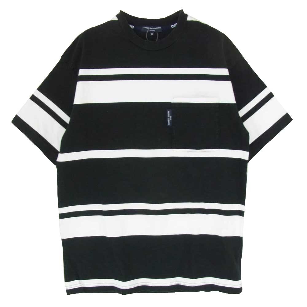 COMME des GARCONS HOMME コムデギャルソンオム Tシャツ AD2023 HM-T013 CdGH コットン天竺 綿ポケット TEE クルーネック 半袖 Tシャツ カットソー ブラック系 S【中古】