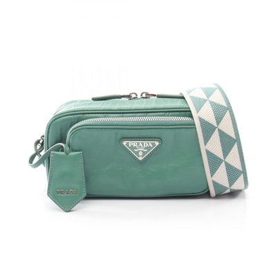 プラダ PRADA ナッパアンティーク ショルダーバッグ バッグ レザー レディース グリーン系 1BH198 【中古】