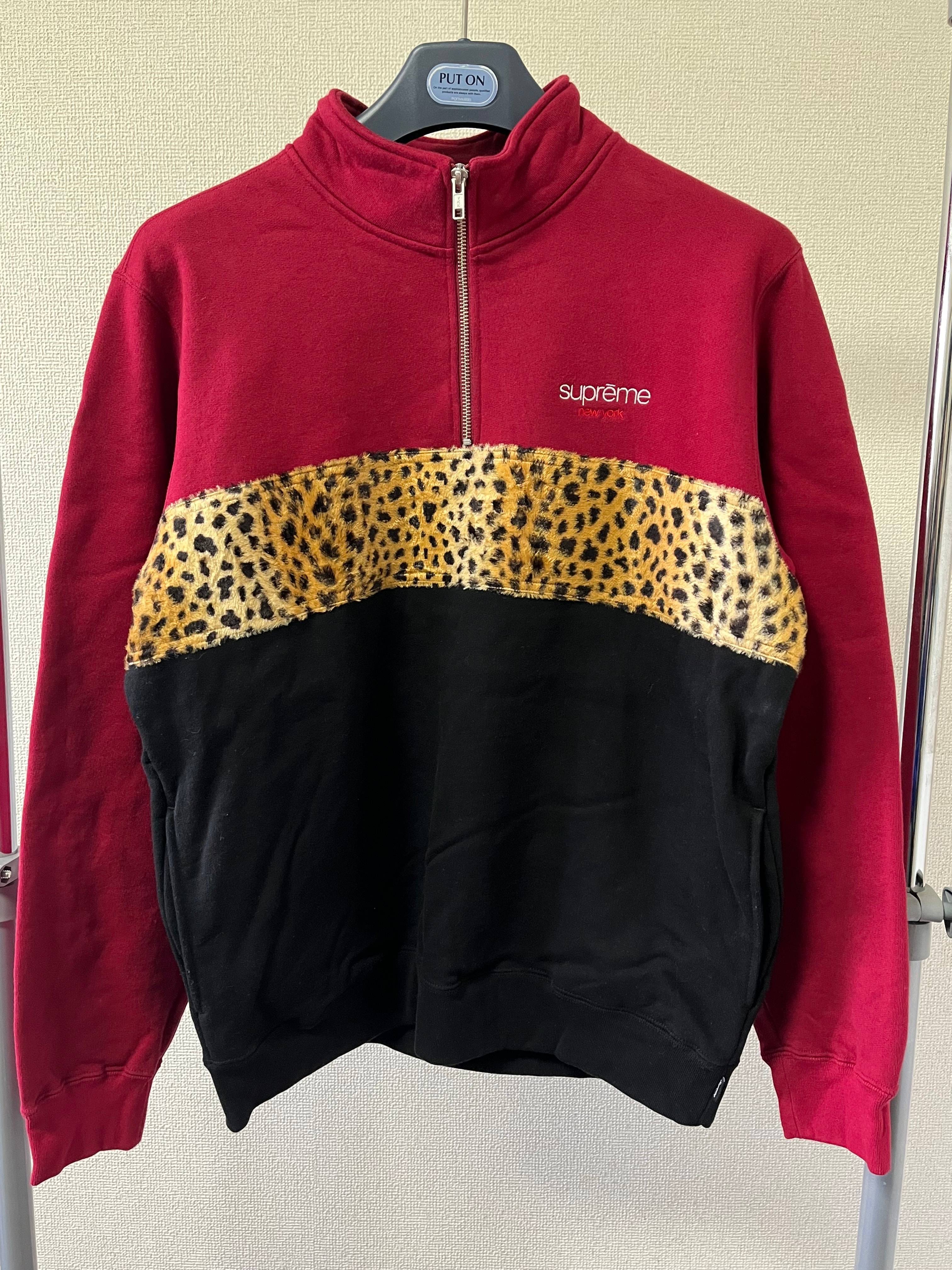 Supreme half zip leopard