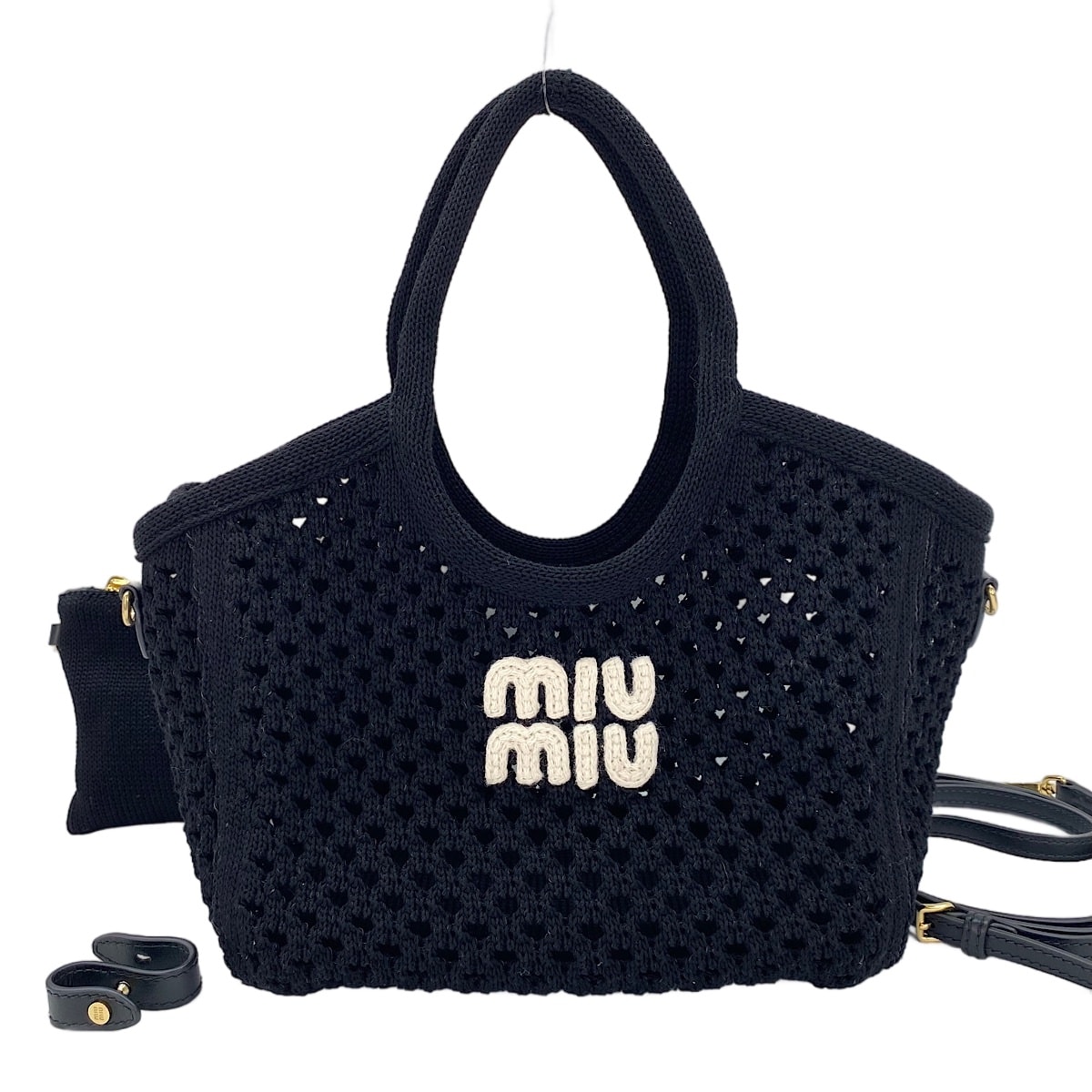 ミュウ ミュウ Miu Miu コットン アイビー メッシュ ハンドバッグ【中古】