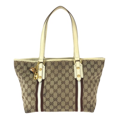 GUCCI グッチ シェリーライン ベージュ ブラウン ゴールド金具 GGキャンバス レザー/ トートバッグ ショルダーバッグ 600146 【中古】