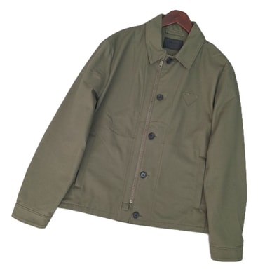 【値下げ】PRADA プラダ コットンジャケット トライアングルロゴ ファスナー ミリタリージャケット SGC544 S000 14B5 コットン メンズ【中古】