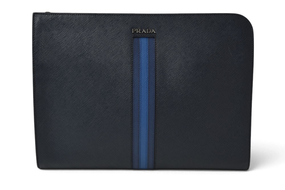 プラダ クラッチバッグ/セカンドバッグ PRADA サフィアーノ レザー AV5841 ネイビー メンズ 【中古】