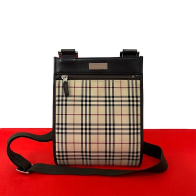 BURBERRY バーバリー ノバチェック キャンバス レザー ショルダーバッグ ベージュ
38399
